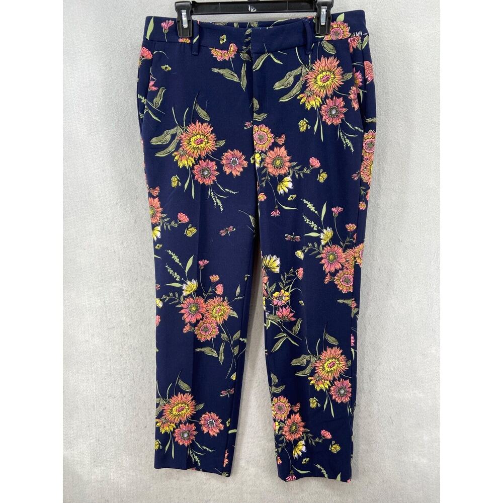 Old Navy Pants Womens Sz 8T Tall Harper‎ Mid-Rise Blue Floral Stretch Tropical